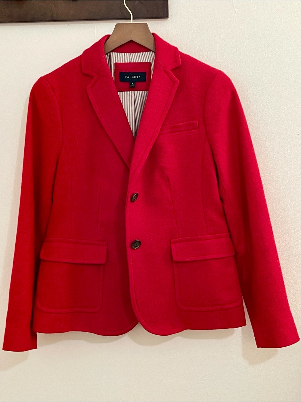 Talbots Red Wool Blend Blazer Size 6 Classic Preppy Equestrian Jacket